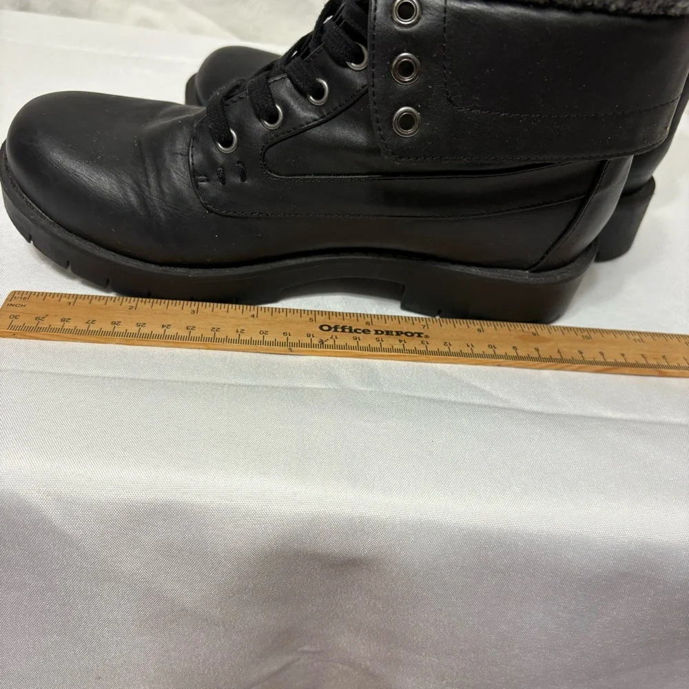 MIA Nicolas black combat boots with a knit cuff. - Picture 5 of 10